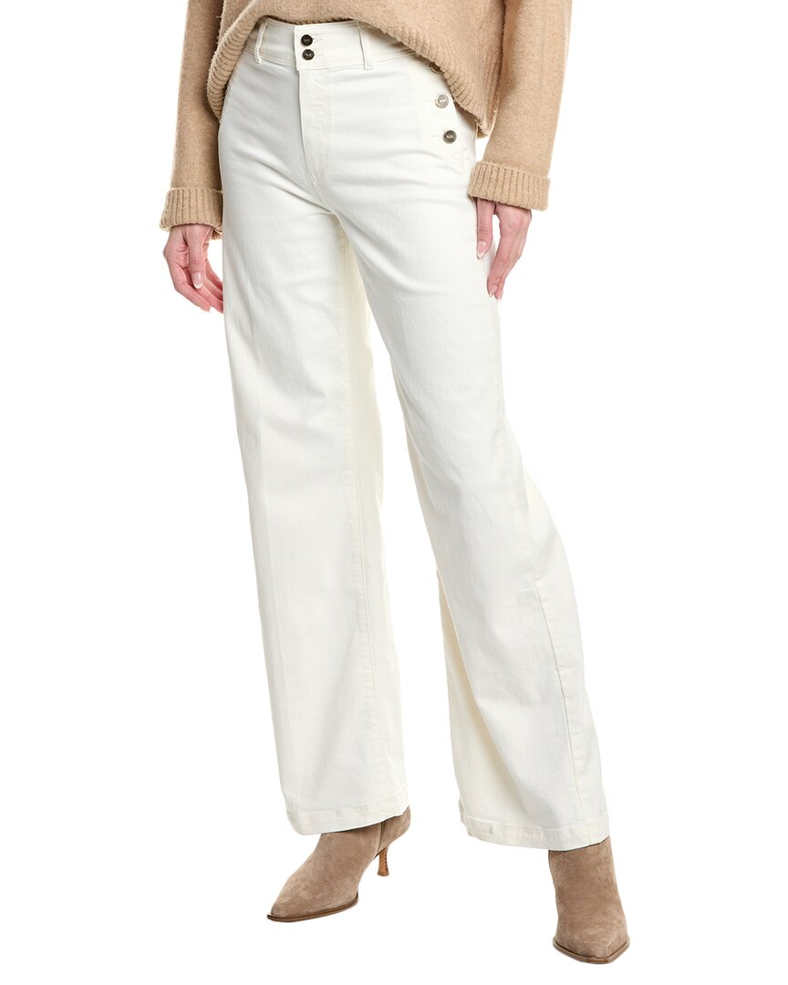 Paige Aubrey Tonal Ecru Wide Leg Jean In White
