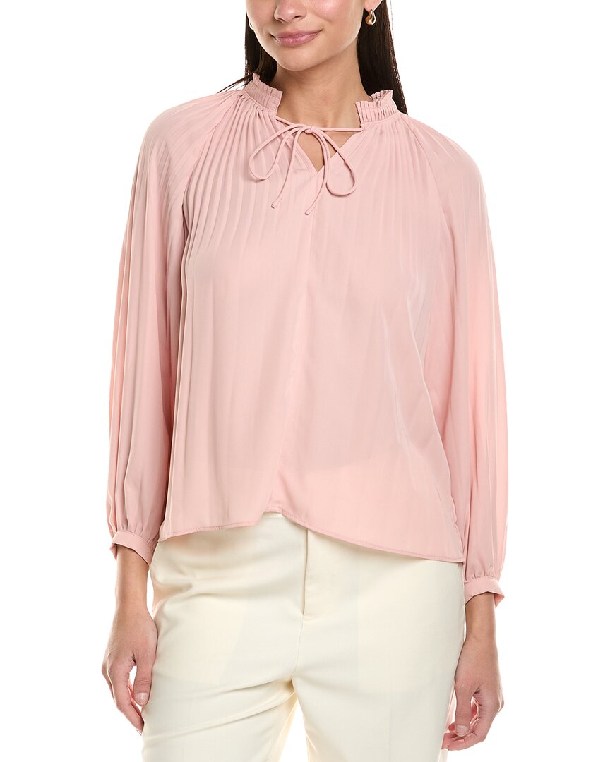 Elie Tahari Pleated Tie-neck Blouse In Pink