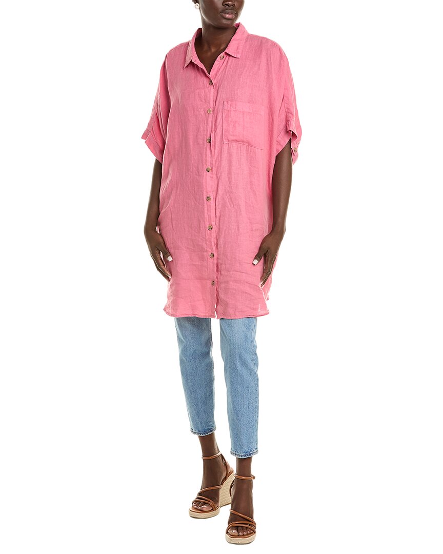 Shop Velvet By Graham & Spencer Stevie Linen Shirt In Pink