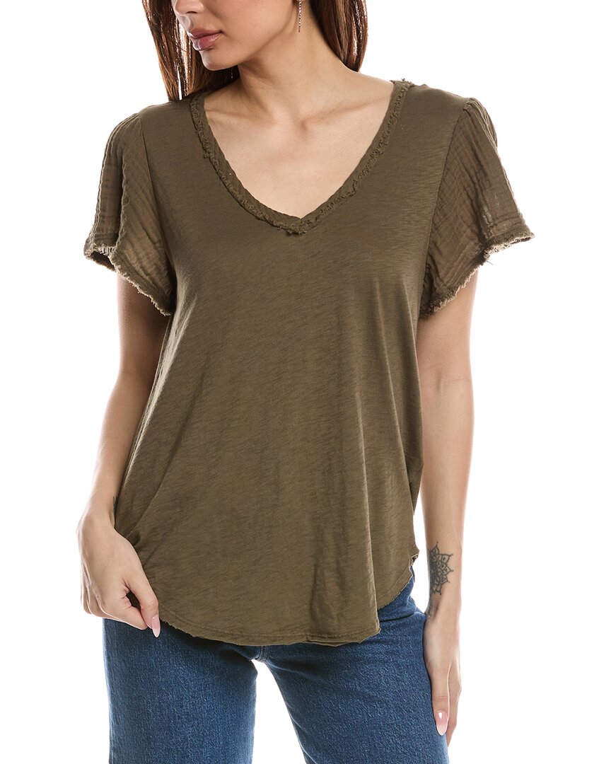 MICHAEL STARS MICHAEL STARS TATE FABRIC MIX T-SHIRT