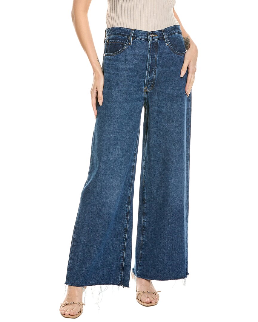 Shop Frame Denim Le Low Blindspot Raw Fray Baggy Wide Leg Jean In Blue