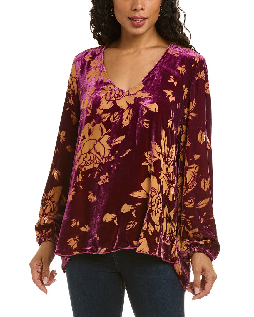 Shop Johnny Was Vida Silk-blend Blouse In Red