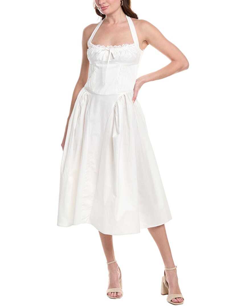 Avantlook Halter Poplin Midi Dress In White