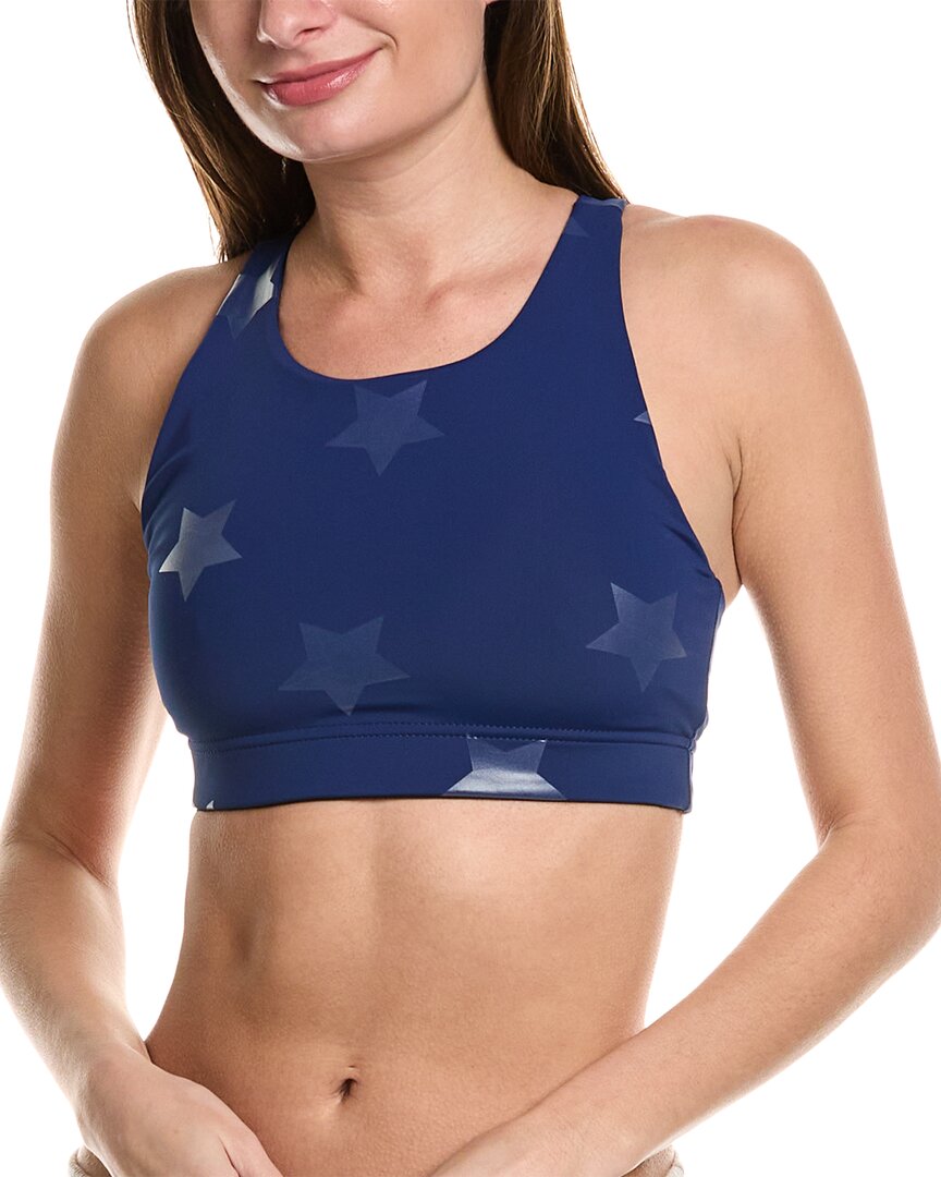 $86 Terez Women's Silver Stretch Foil Print Racerback Sports Bra Size  X-Small