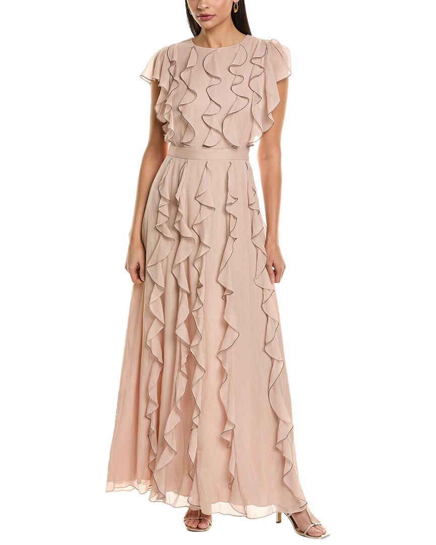 Shop Ted Baker Ruffle Maxi Dress With Metal Ball Trim In Pink