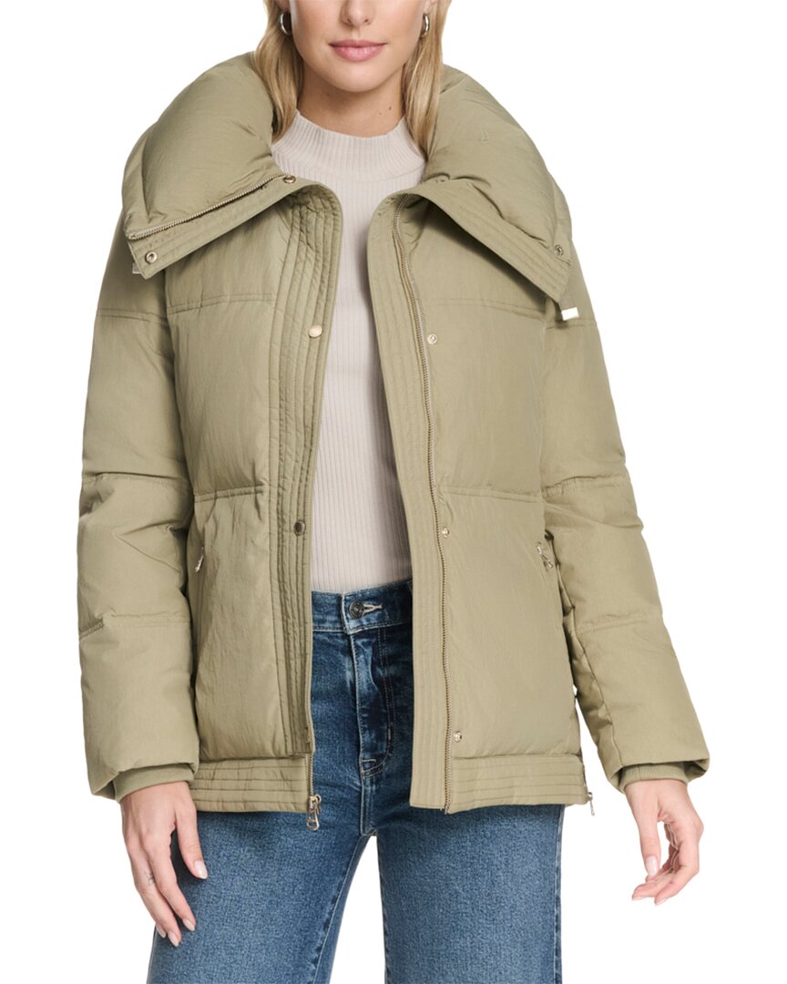 Cole Haan Twill Down Jacket In Green