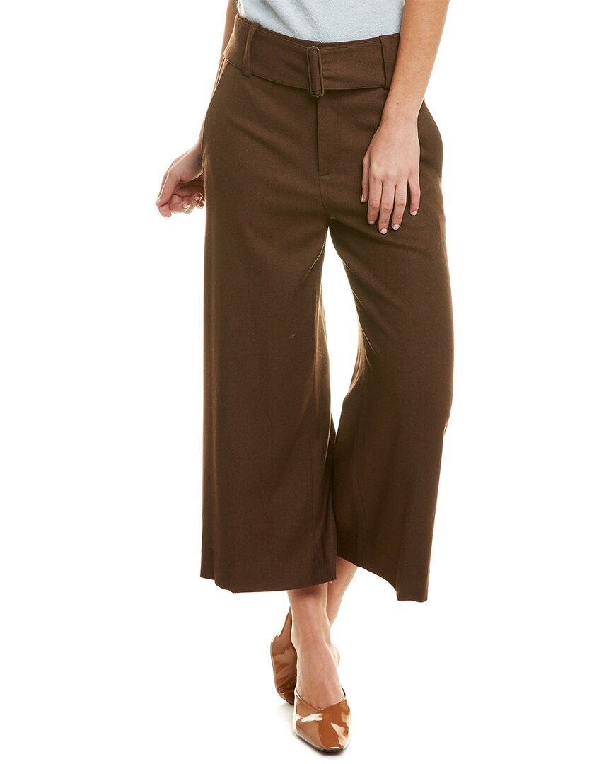 Vince Wide Leg Belted Wool-blend Culotte In Brown