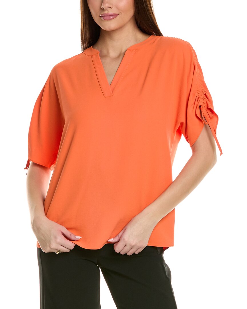 Shop Joseph Ribkoff Cinched Shoulder Top In Orange