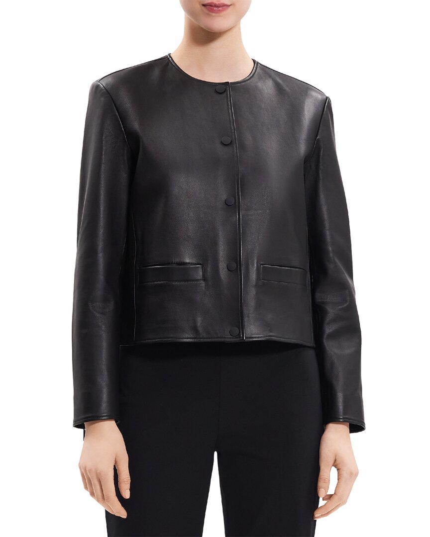 THEORY THEORY CROPPED LEATHER JACKET