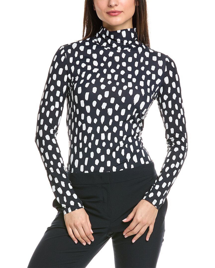 St John St. John Mono Dash Print Knit Top In Blue