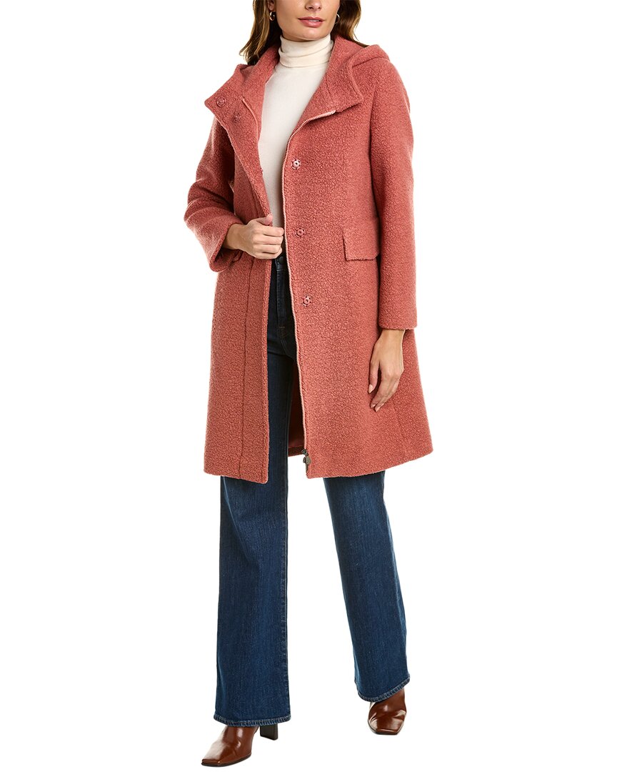 Shop Cinzia Rocca Icons Hooded Wool-blend Coat In Pink