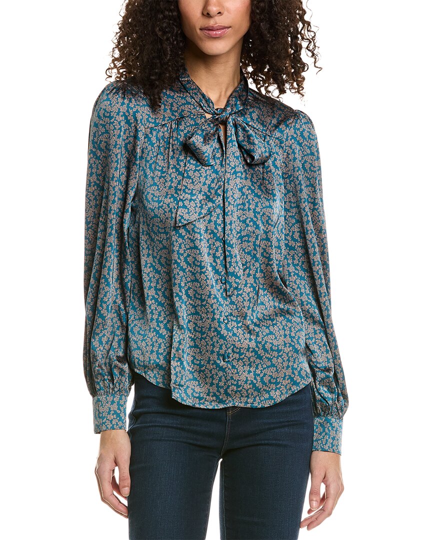 Shop Rosewater Remi Tie-neck Top In Blue