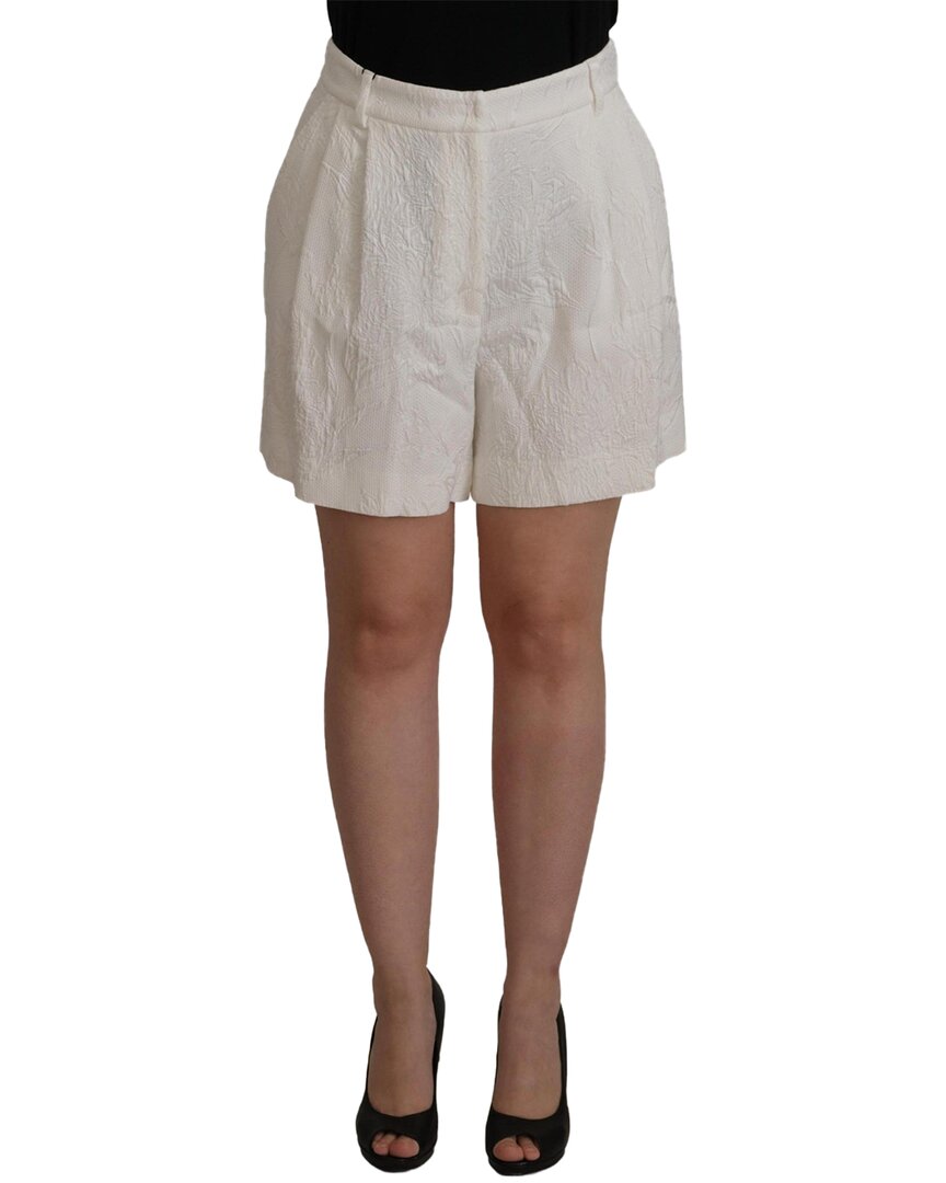Dolce & Gabbana White High Waist Culotte Cotton Shorts In White