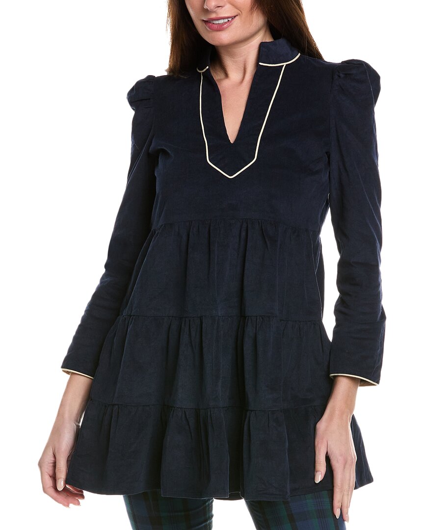 Sail To Sable Baby Corduroy Tunic Flare Dress In Blue