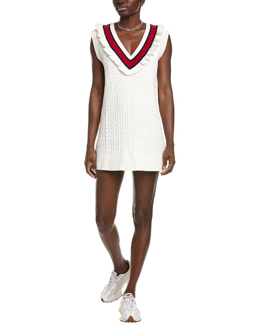 The Upside Ruffled Cable-knit Minidress In White