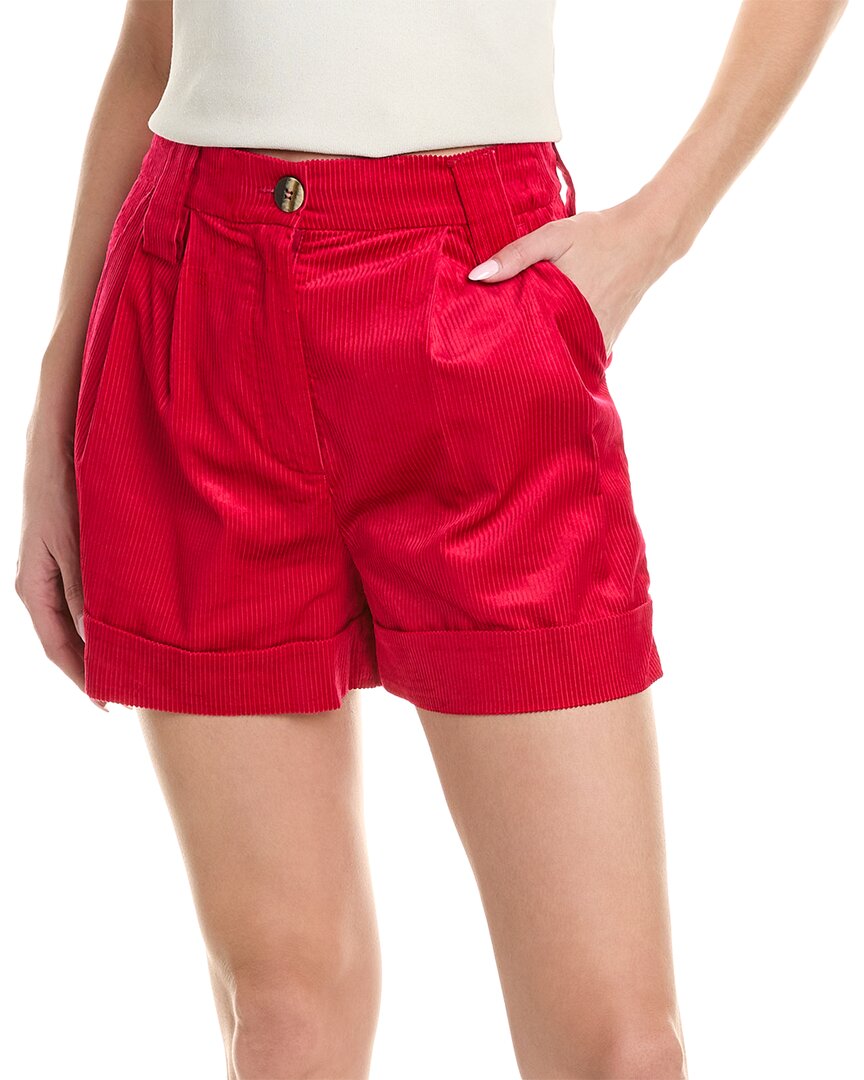 Shop Ganni Light Shiny Corduroy Short In Pink