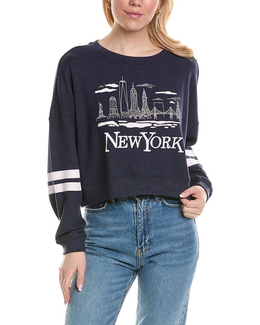 Shop Chaser New York Skyline Thermal Pullover In Blue