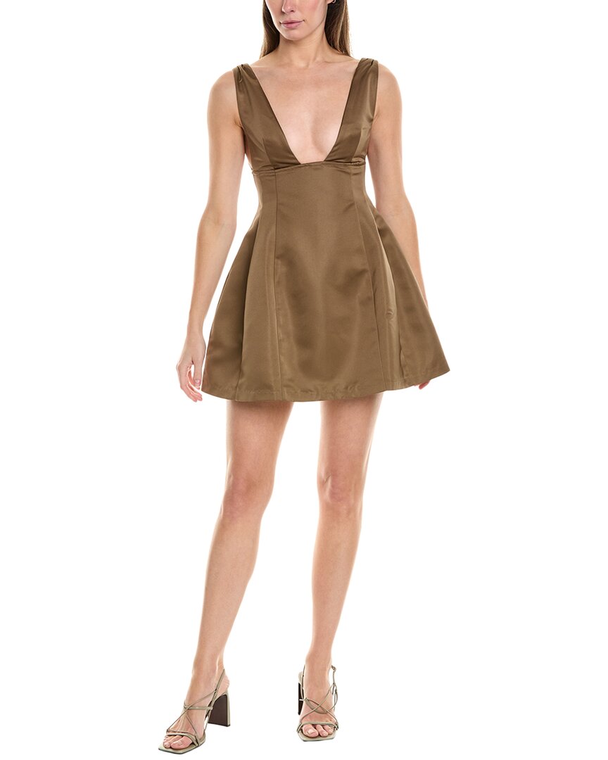 Weworewhat V-neck Mini Dress In Brown