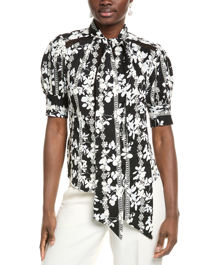 Gracia Floral Embroidered Top In Black