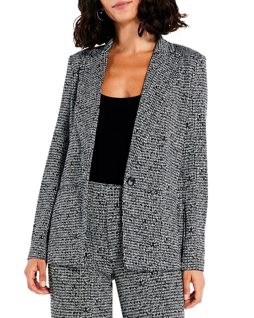 Nic + Zoe Etched Tweed Knit Blazer In Black Multi