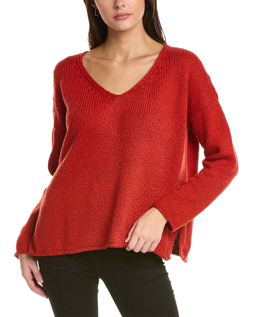 Shop Eileen Fisher V-neck Pullover In Red