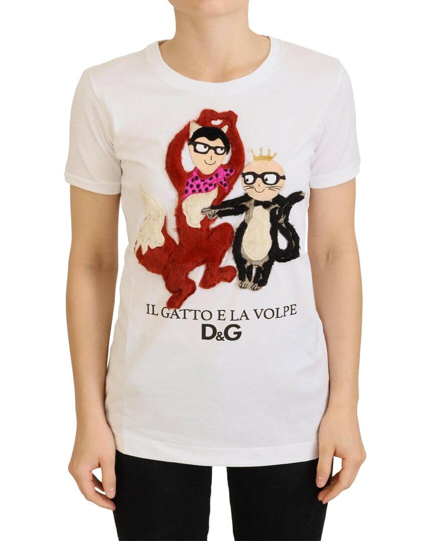 Shop Dolce & Gabbana T-shirt Top White Textured Short W