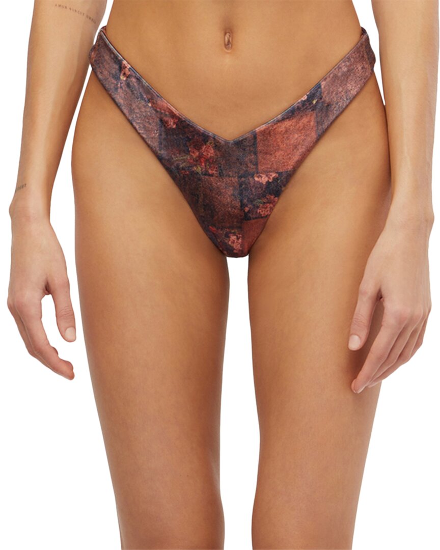 Weworewhat Velvet Patchwork Bikini Bottom
