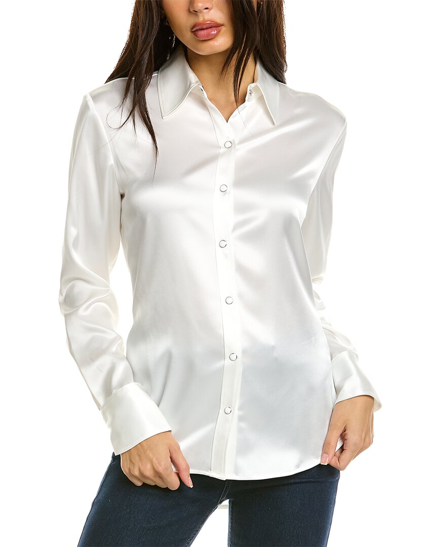 Rag & Bone Antonia Satin Snap-front Shirt In White
