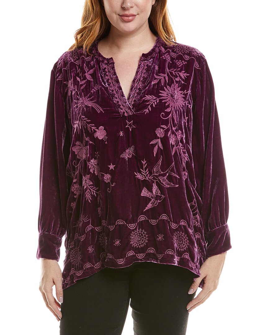 Johnny Was Petite Voyager Velvet Silk-blend Tunic In Purple