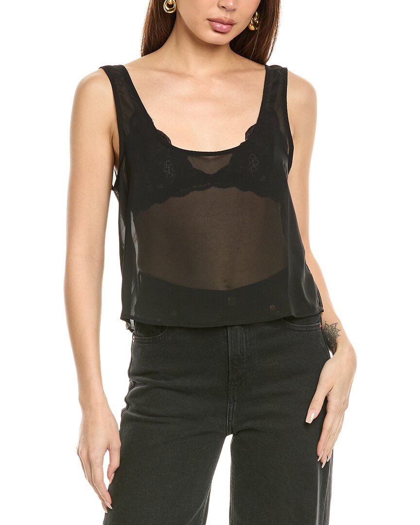 Weworewhat Square Neck Chiffon Tank In Black