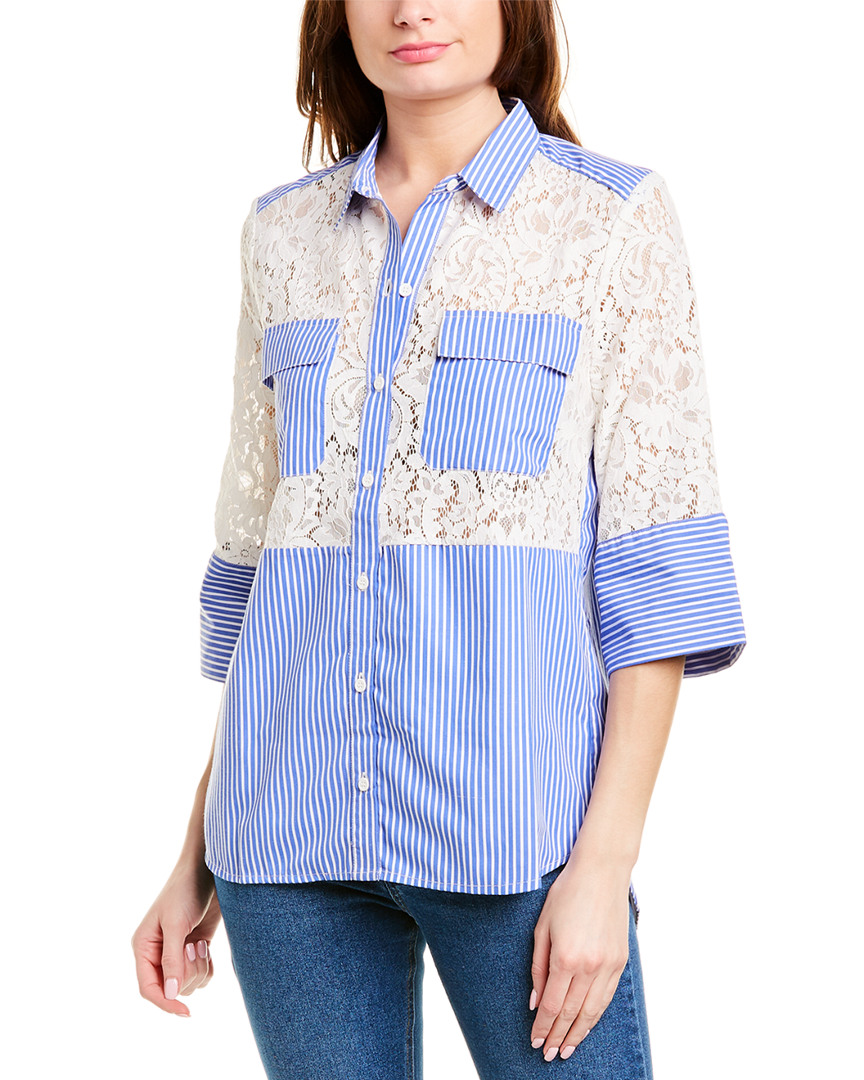 Image of French Connection Adena Mix Lace Shirt