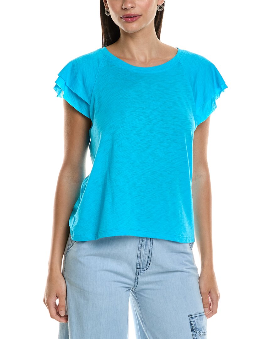 Elan Flutter Sleeve T-shirt In Blue