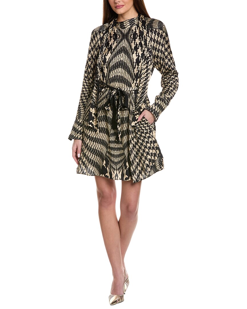 Reiss Ester Placed Mono Print Flippy Dress In Black