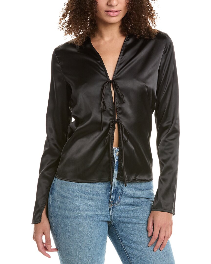 70/21 Tie Front Blouse In Black