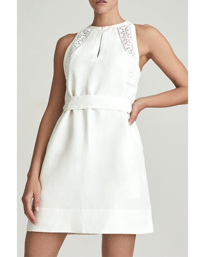 Reiss Rhona Linen-blend Mini Dress In White