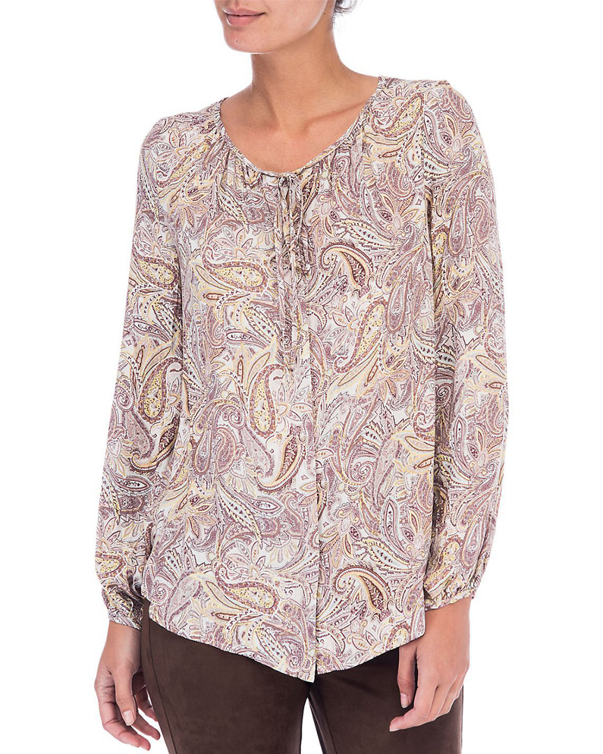 Image of B Collection by Bobeau Paisley Print Tie Neck Blouse