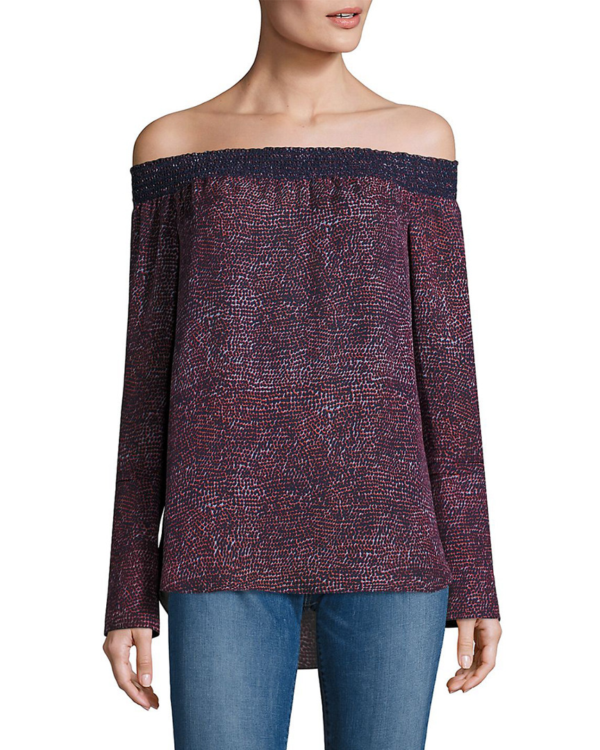 Image of Derek Lam  Crosby Silk Off-The-Shoulder Printed Blouse