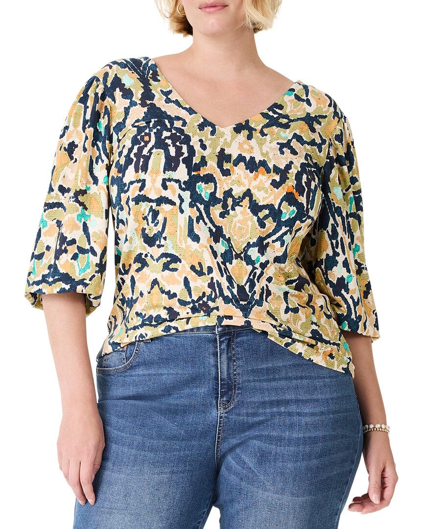Nic + Zoe Nic+zoe Vineyard Glow Printed Elbow Sleeve Top