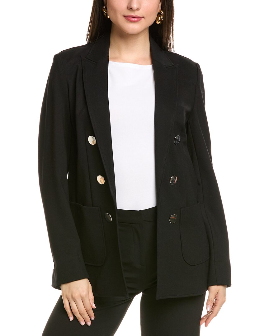 Anne Klein Compression Faux Double-breasted Jacket In Black