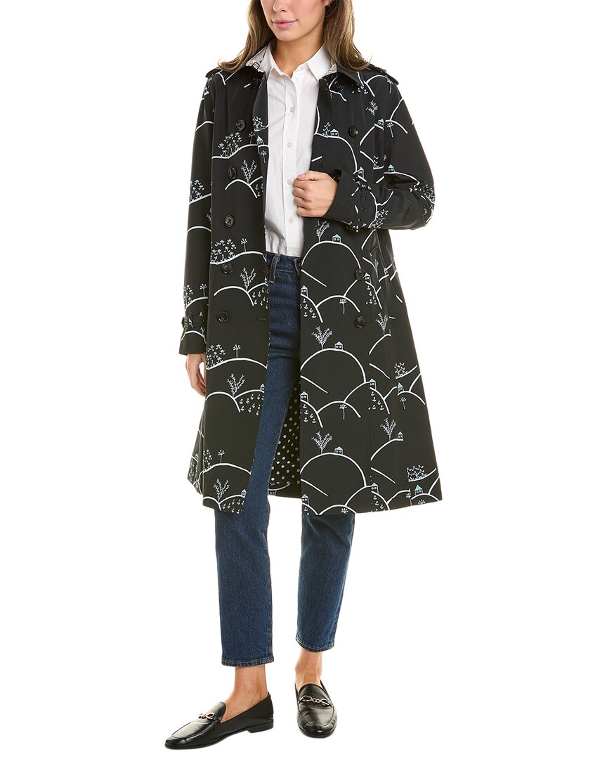 Jane Post Printed Downtown Trench Coat In Gray
