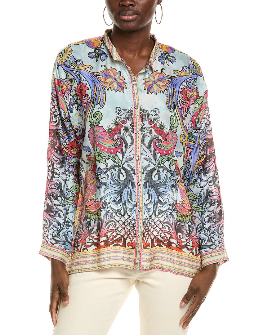 Johnny Was Audrey Silk Blouse In Blue