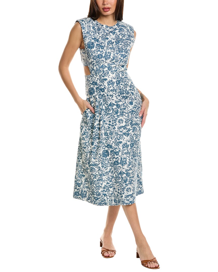 Shop Joie Ember Linen Midi Dress In Blue
