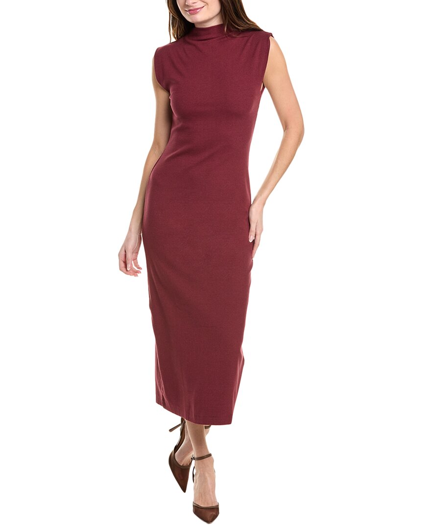 Grey State Mock Neck Maxi Dress In Red