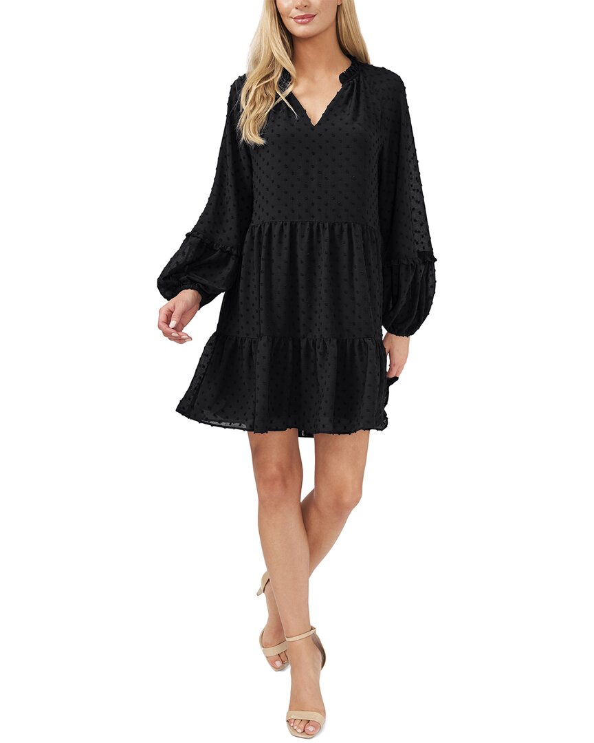 Cece Womens V Neck Long Sleeve Mini Dress In Black