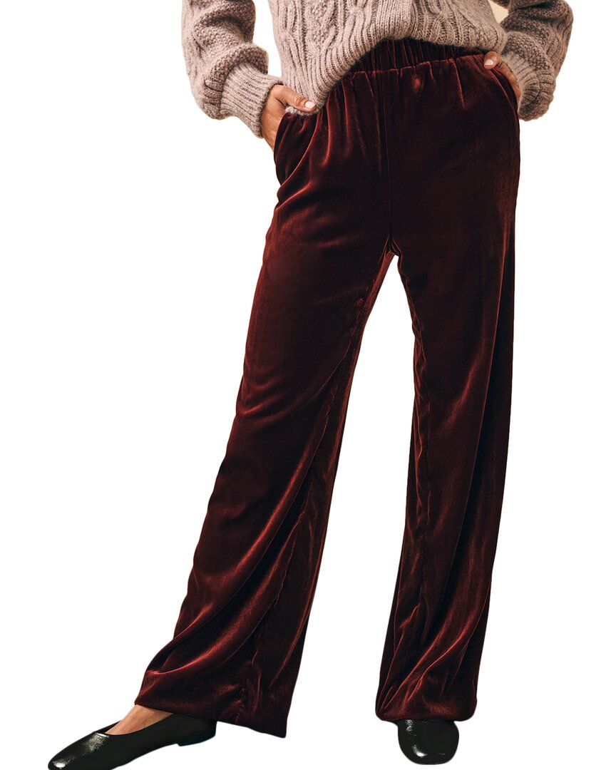 Faherty Stretch Silk-blend Velvet Genevieve Pant In Red