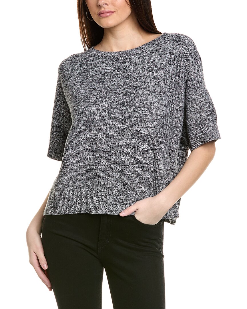 Eileen Fisher Elbow Sleeve Pullover In Black