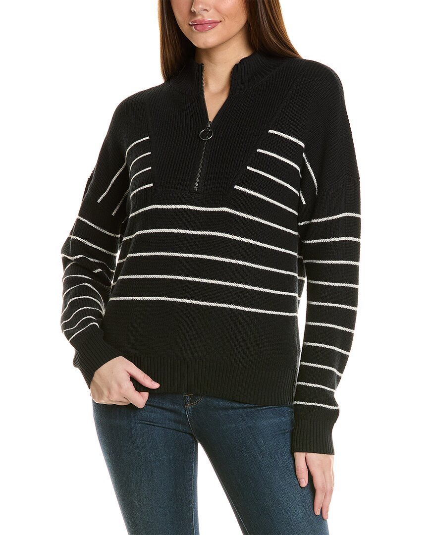 Lilla P Striped Zip Front Sweater