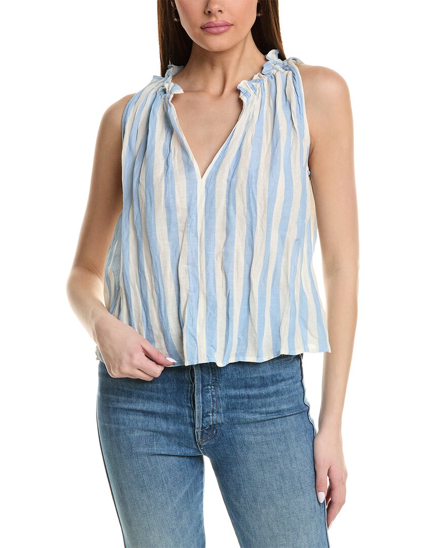 Shop Velvet By Graham & Spencer Erica Linen-blend Blouse In Blue