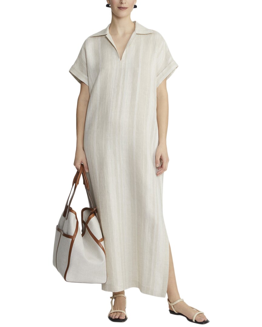 Lafayette 148 New York Short Sleeve Linen & Cashmere-blend Popover Dress