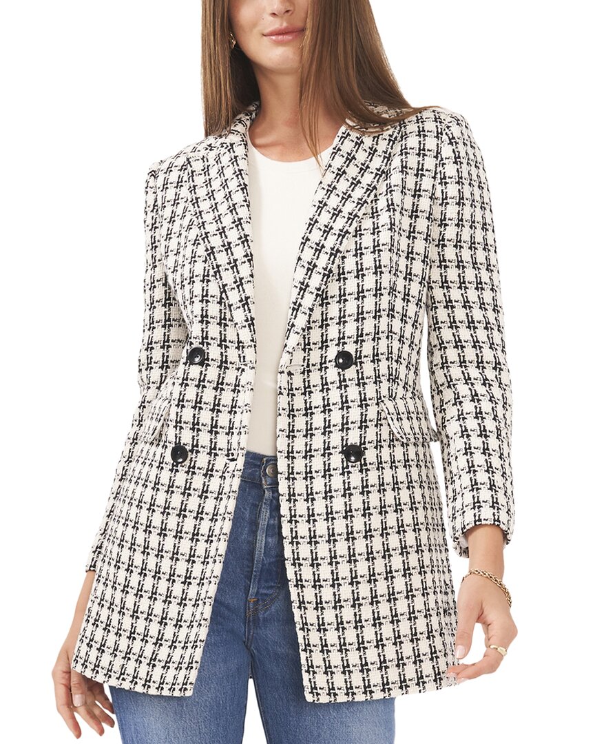 Shop Vince Camuto Double-breasted Longline Jacket In White